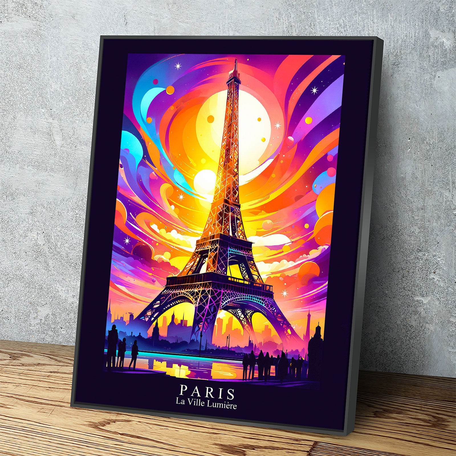 Paris City Of Light Canvas Canvas Wall Art, Abstract Paris Print, Paris Art, Paris France Decor
