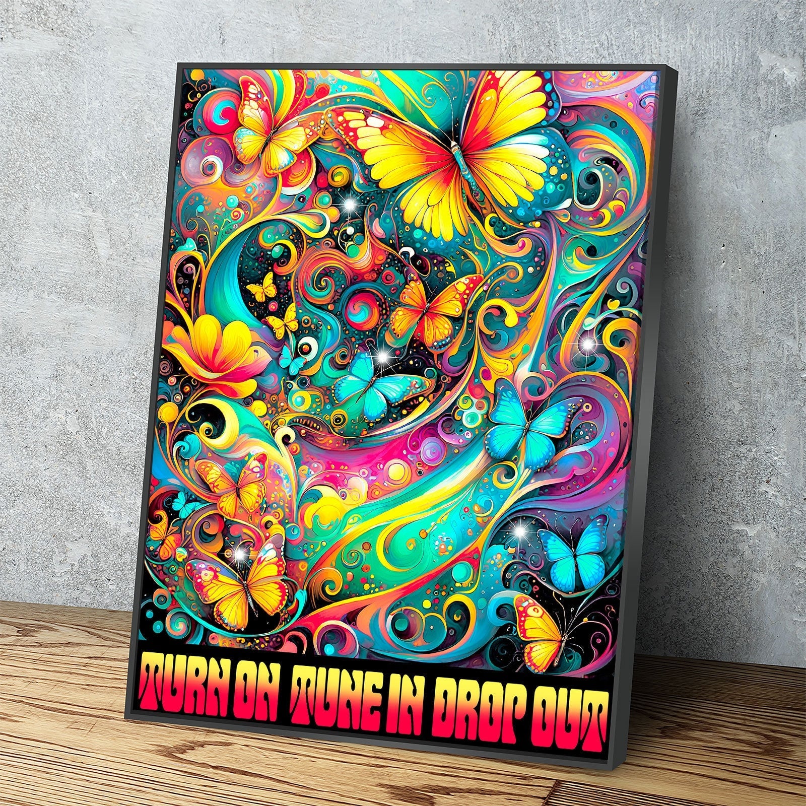 Turn On Tune In Drop Out Canvas Wall Art, Abstract Print, Turn On Tune In Drop Out Print, Timothy Leary Quote, Hippie Art