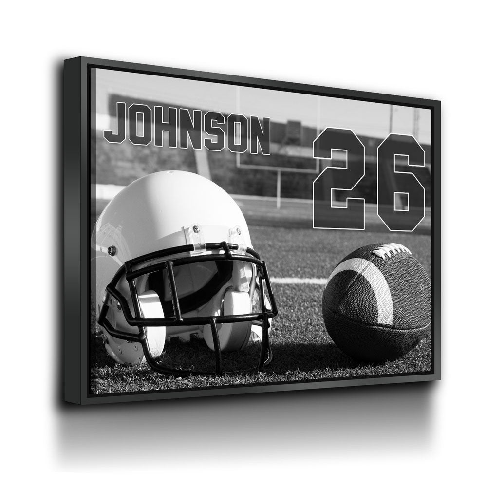 Personalized Football Name And Number Canvas Wall Art, Custom Football Player Print, Football Team Gift, High School Football