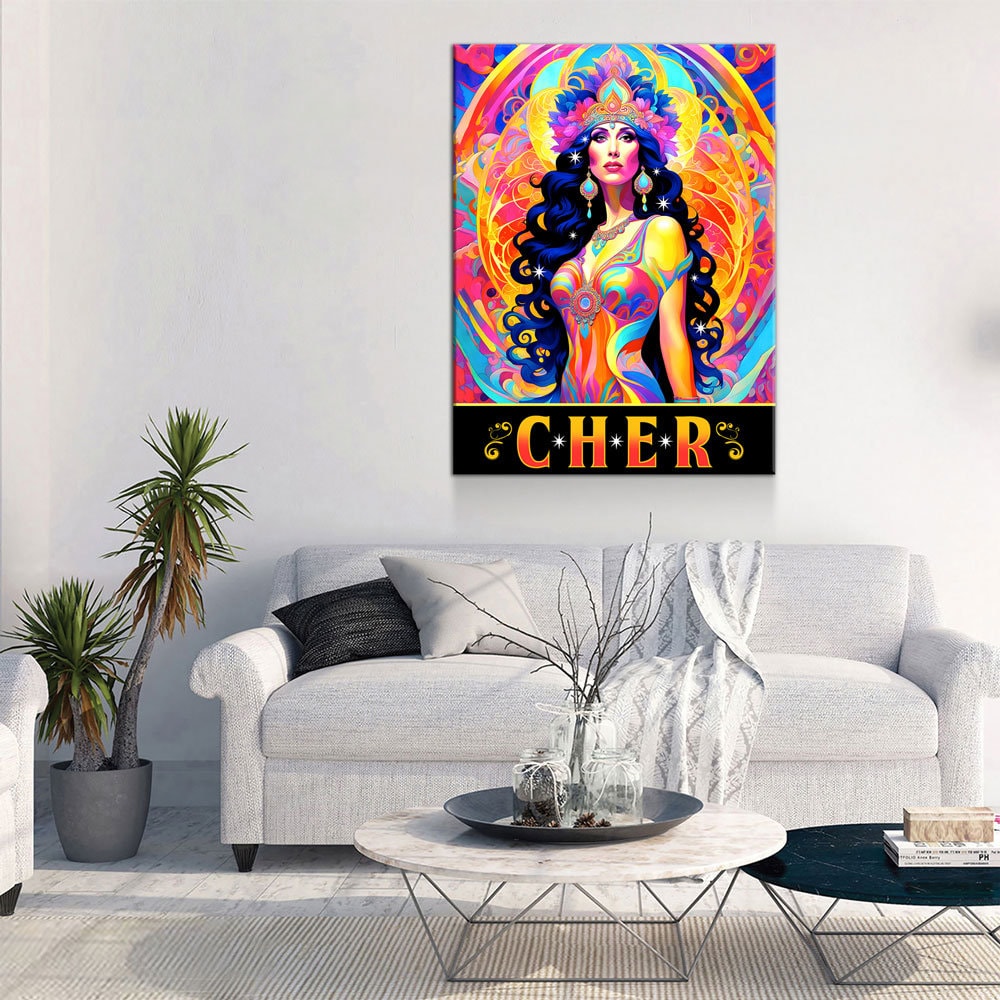 Cher Legend Canvas Wall Art, Abstract Cher, Music Decor, Goddess of Pop Decor, Cher Print, Cher Music Art