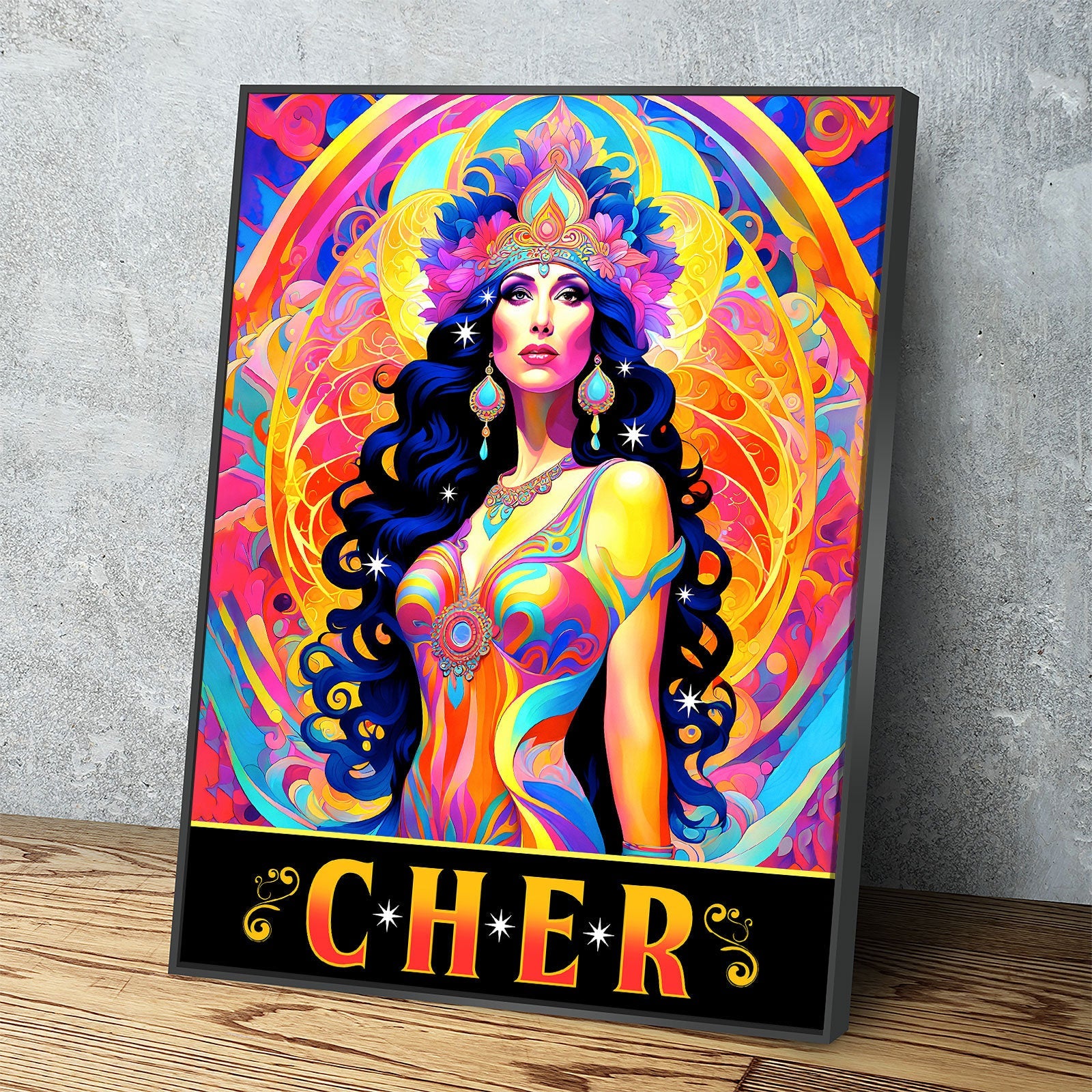 Cher Legend Canvas Wall Art, Abstract Cher, Music Decor, Goddess of Pop Decor, Cher Print, Cher Music Art