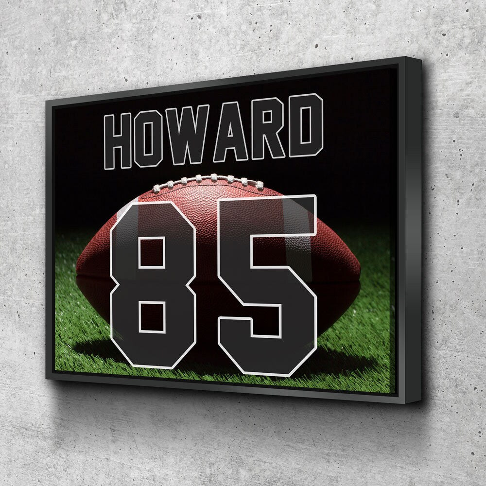 Personalized Football Name And Number Canvas Wall Art, Custom Football Player Print, Football Team Gift, High School Football