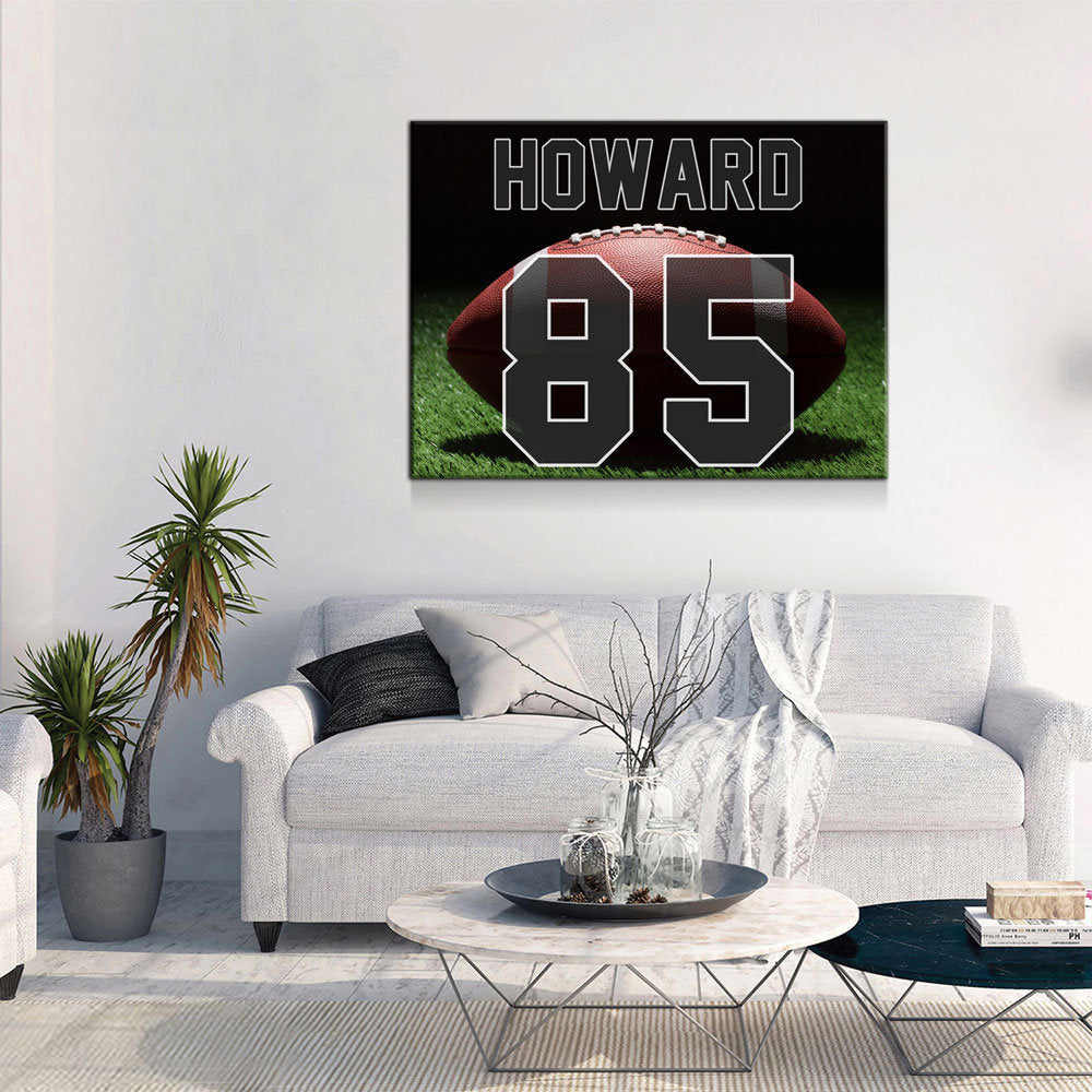 Personalized Football Name And Number Canvas Wall Art, Custom Football Player Print, Football Team Gift, High School Football