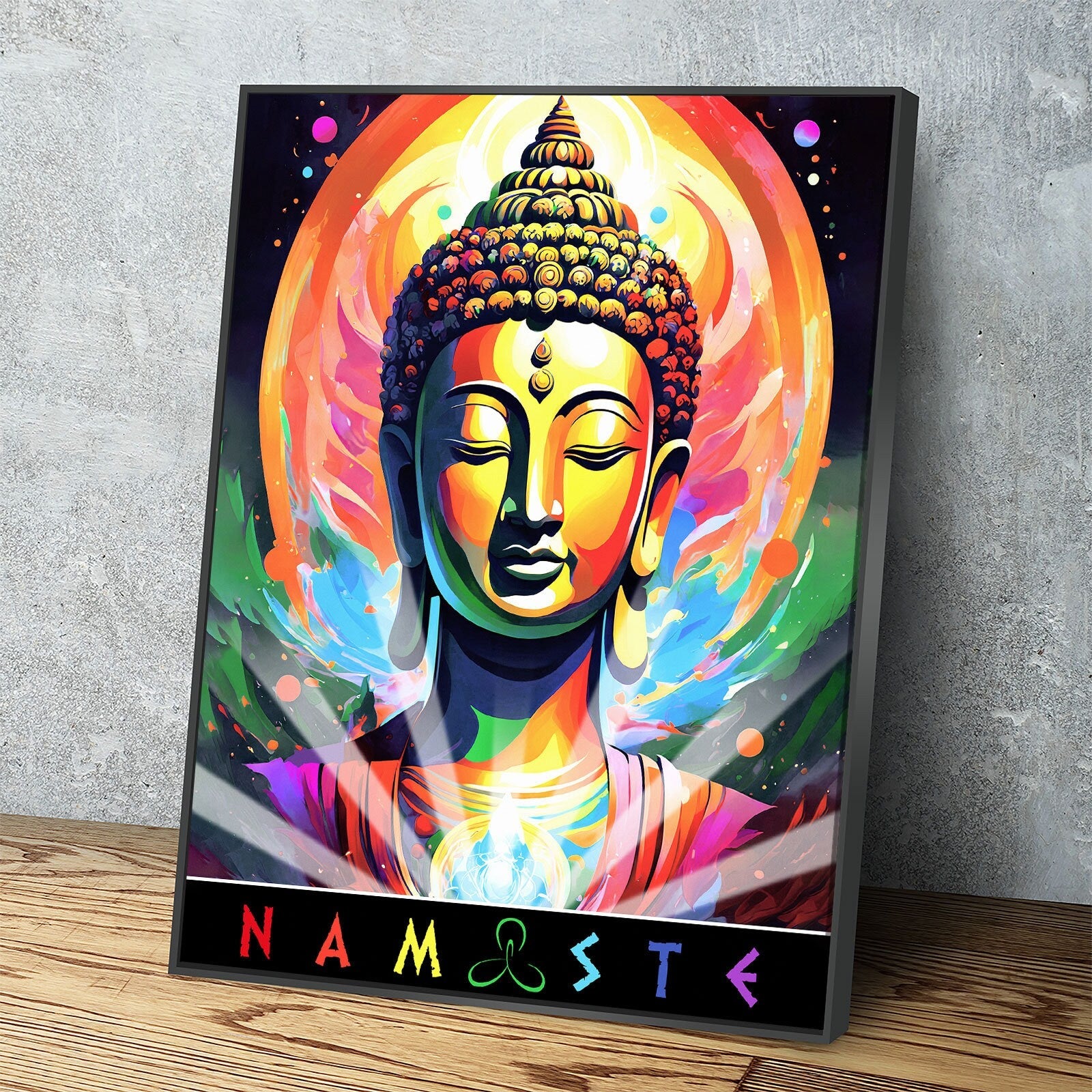 Namaste Canvas Wall Art, Abstract Namaste Print, Namaste Decor, Vibrant Namaste Art, Sanskrit, Affirmation Of Unity, Equality & Oneness