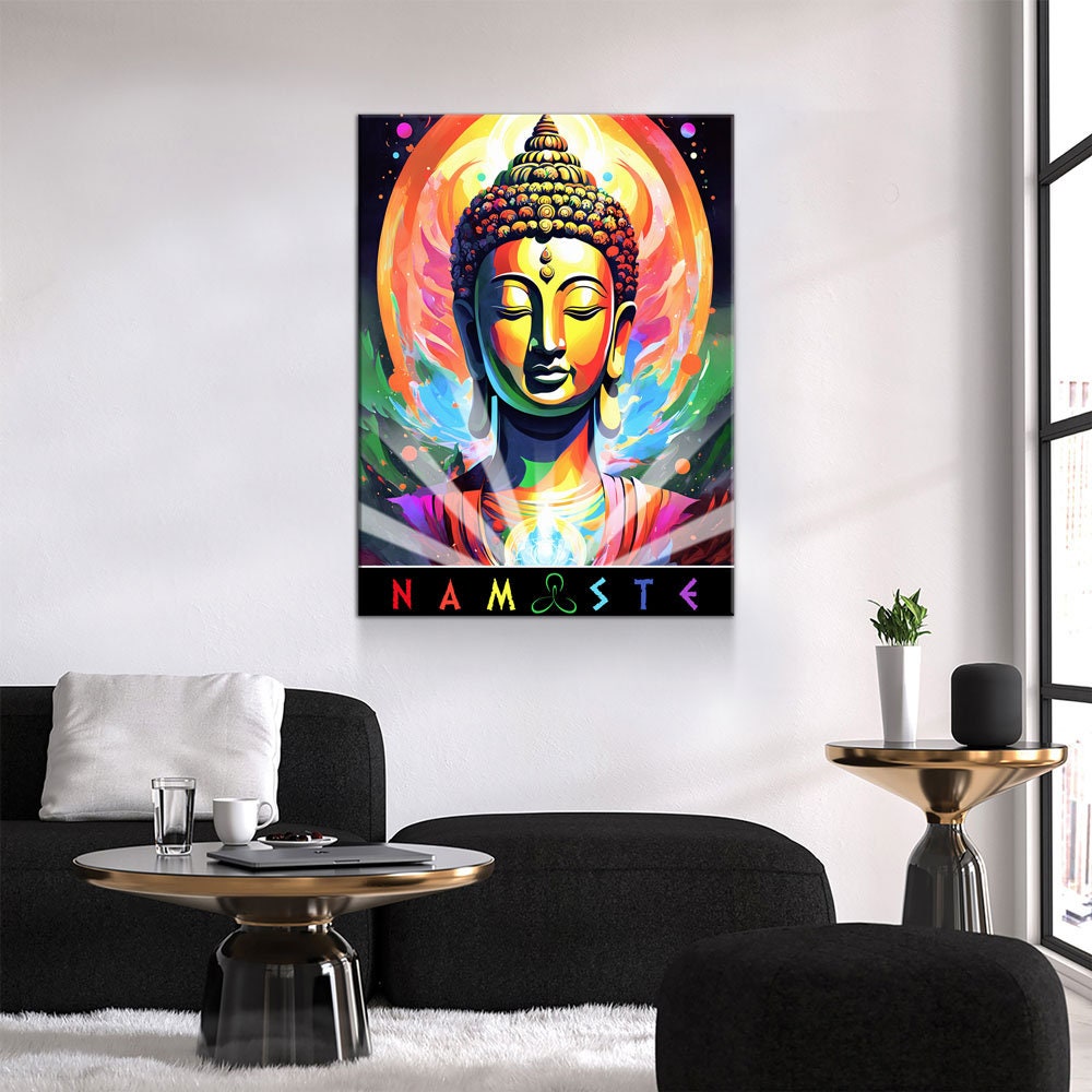 Namaste Canvas Wall Art, Abstract Namaste Print, Namaste Decor, Vibrant Namaste Art, Sanskrit, Affirmation Of Unity, Equality & Oneness