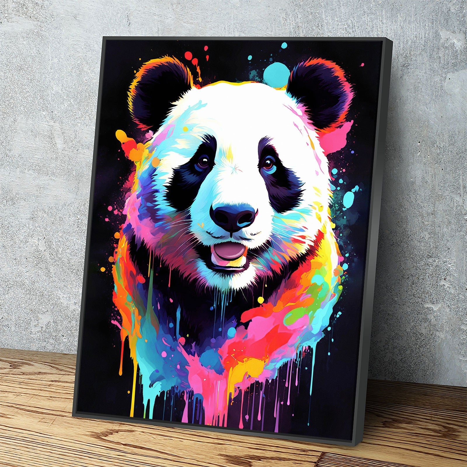 The Panda Canvas Wall Art, Abstract Panda Print, Animal Decor, Panda Decor, Vibrant Panda Art, Giant Panda Art