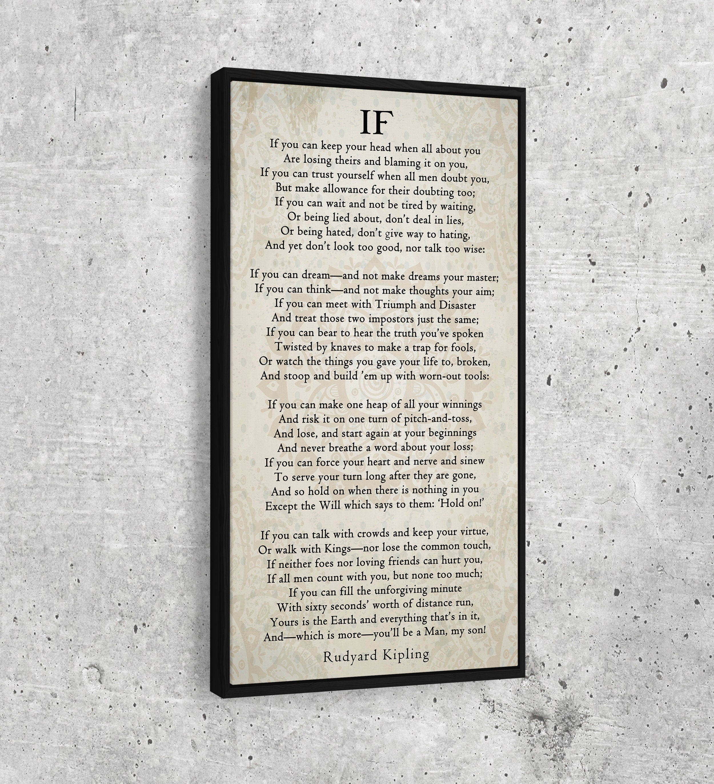 If Poem Canvas Wall Art | Rudyard Kipling Inspirational Graduation Gift