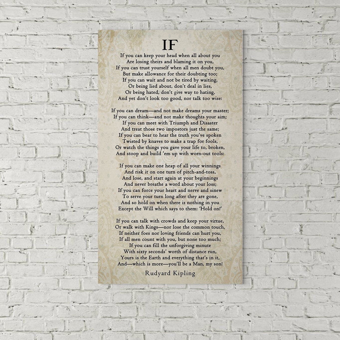 If Poem Canvas Wall Art | Rudyard Kipling Inspirational Graduation Gift
