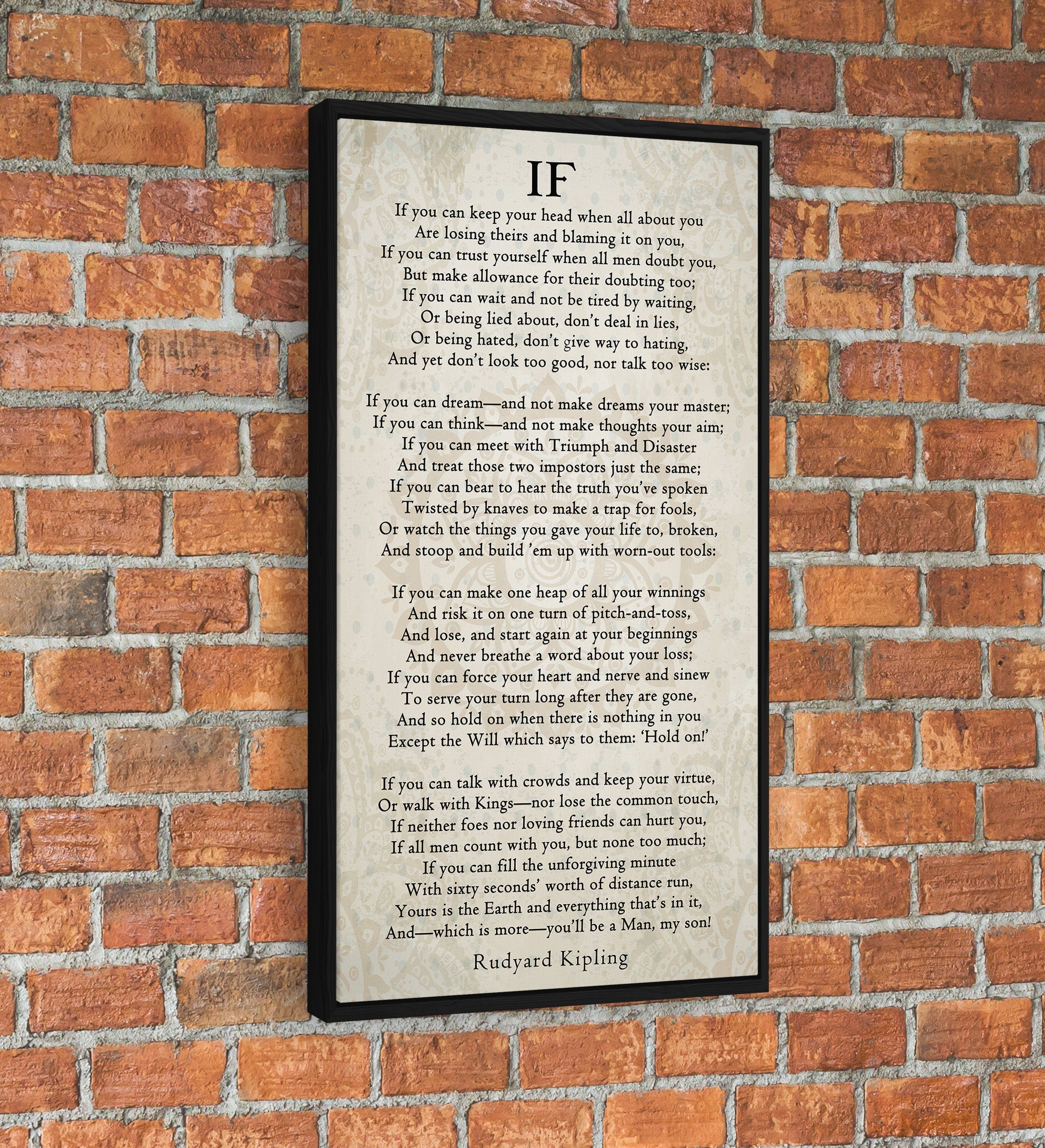 If Poem Canvas Wall Art | Rudyard Kipling Inspirational Graduation Gift