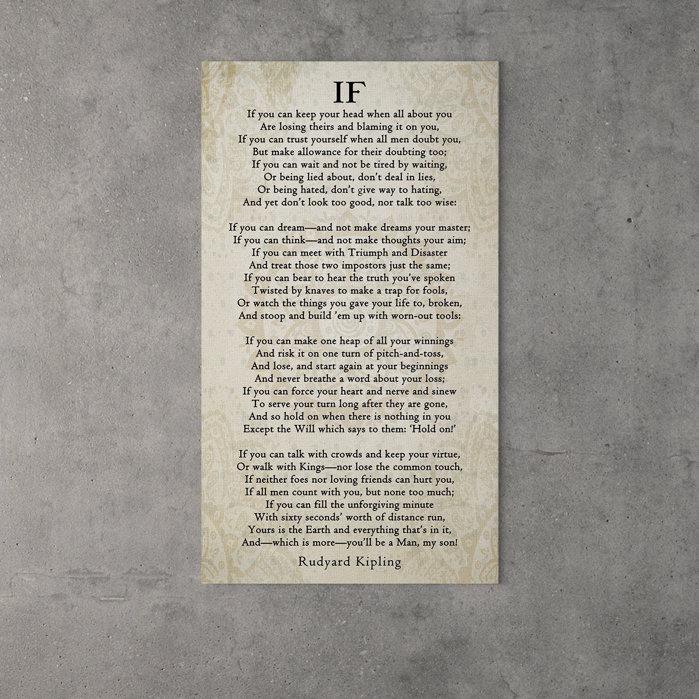If Poem Canvas Wall Art | Rudyard Kipling Inspirational Graduation Gift
