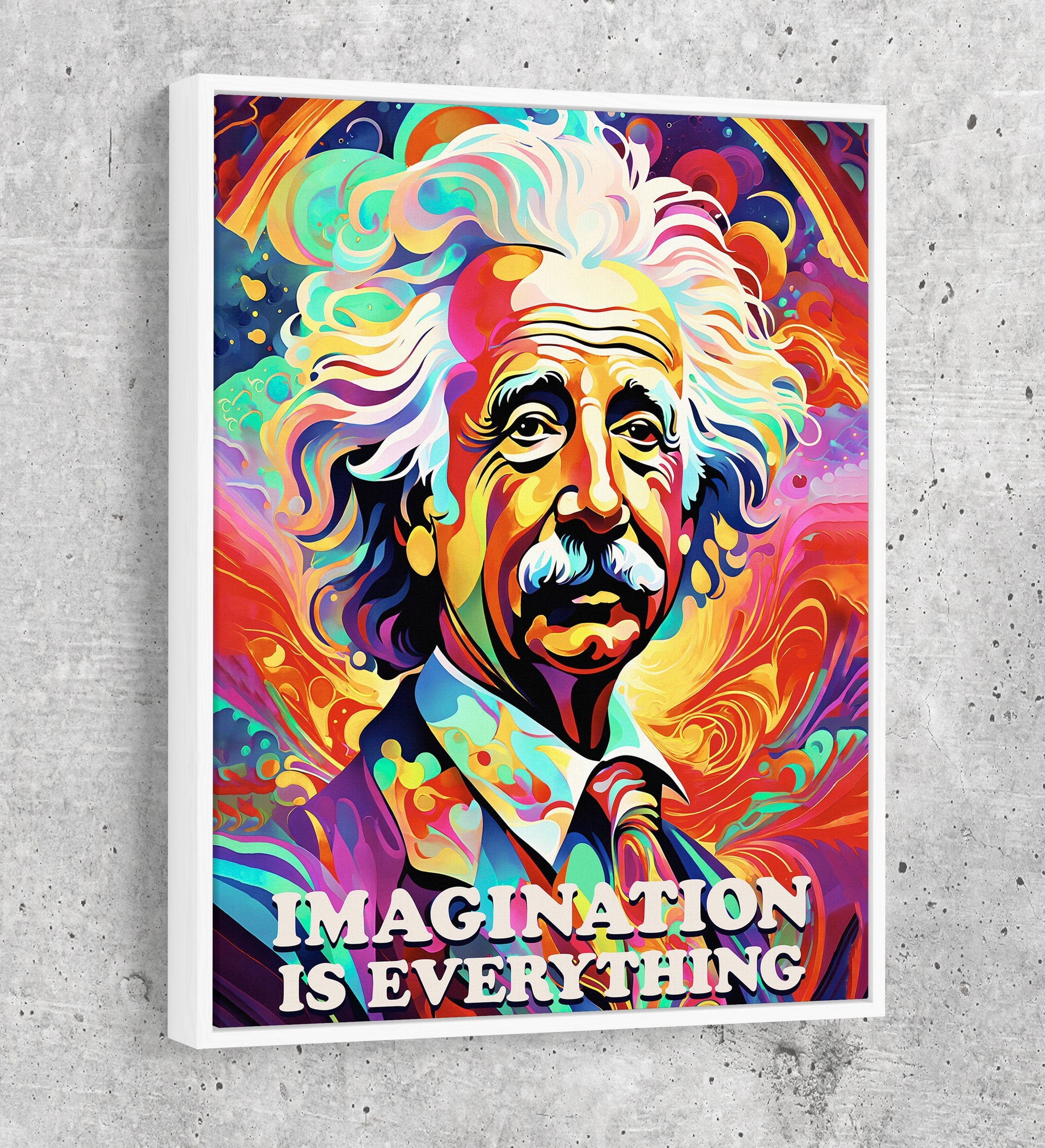 Abstract Albert Einstein Canvas Wall Art, Imagination Is Everything, Albert Einstein Print, Albert Einstein Decor, Albert Einstein Art