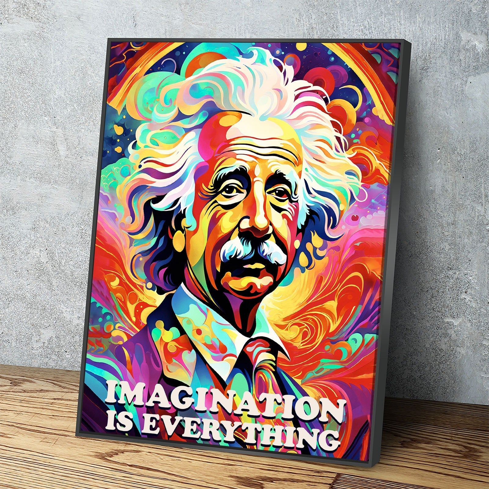 Abstract Albert Einstein Canvas Wall Art, Imagination Is Everything, Albert Einstein Print, Albert Einstein Decor, Albert Einstein Art