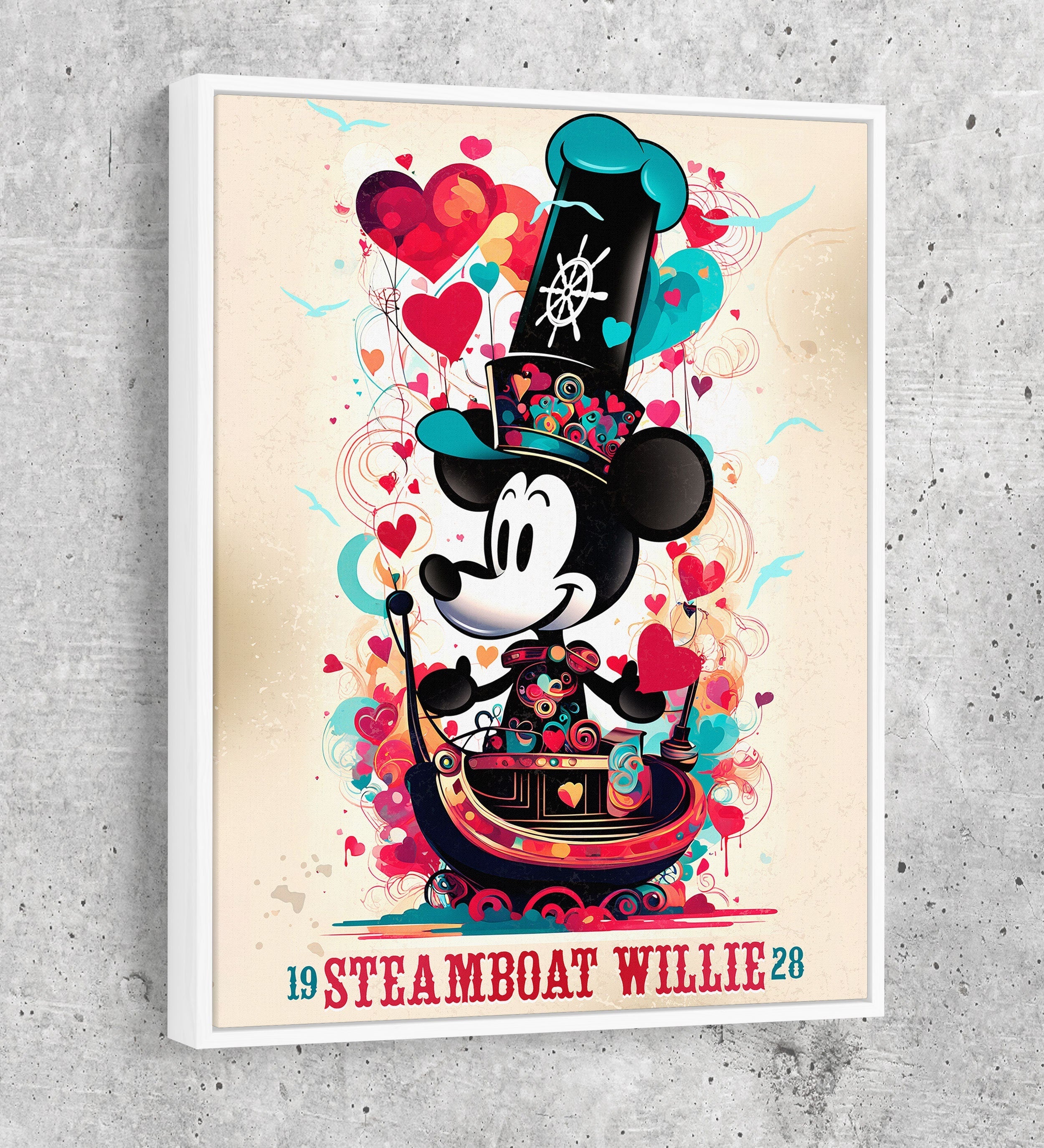 Steamboat Willie 1928 Canvas Wall Art, Surreal Steamboat Willie 1928, Vintage Poster Style Steamboat Willie 1928