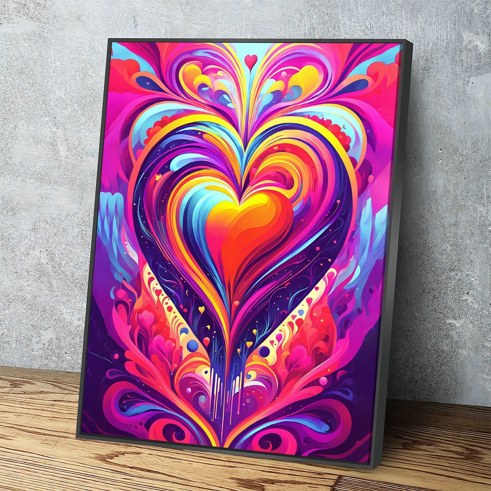 All You Need Is Love Canvas, Abstract Heart Canvas Wall Art, Colorful Love Heart, Heart Art Decor
