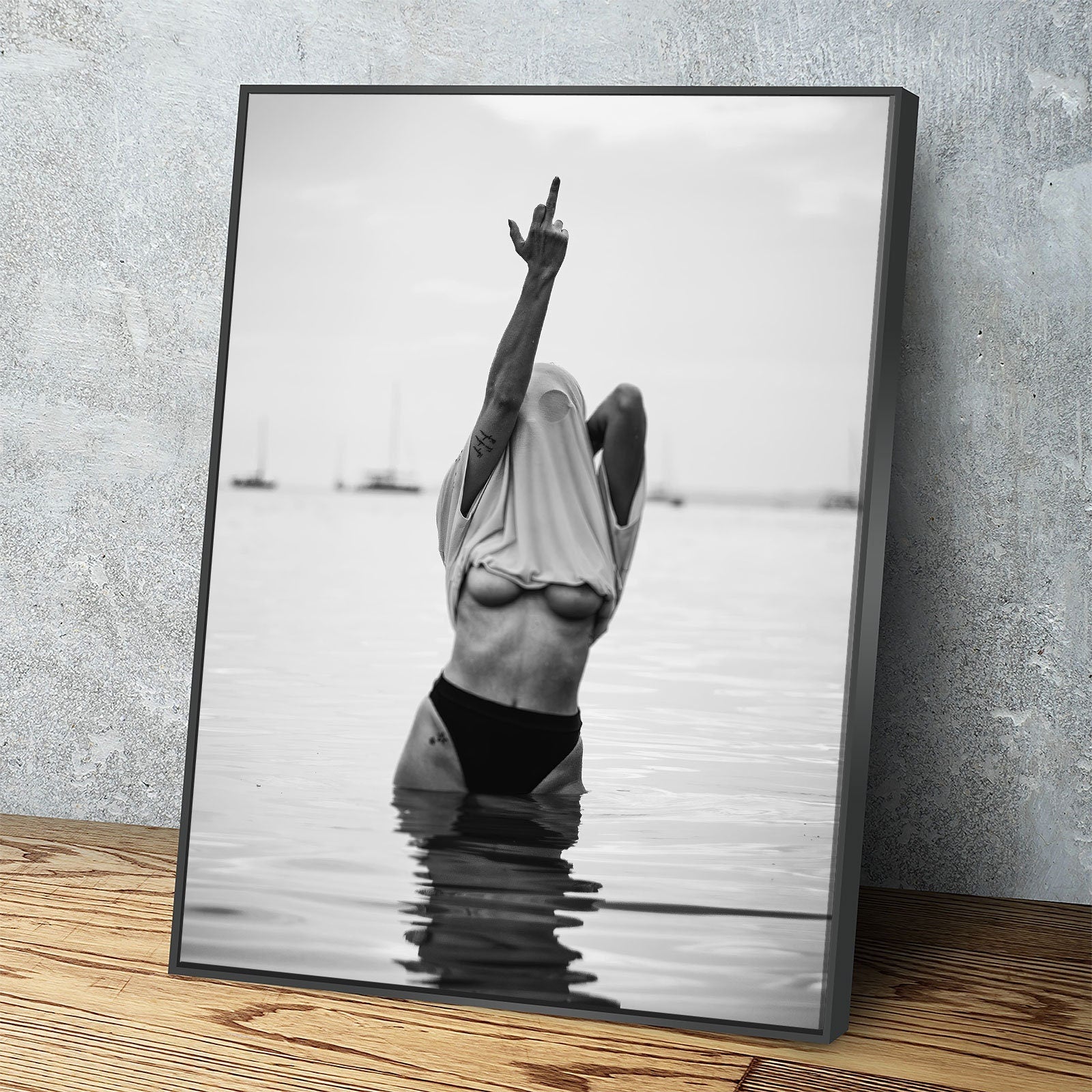 Feminist Attitude Canvas Wall Art – Black & White Fashion Print for Modern Decor
