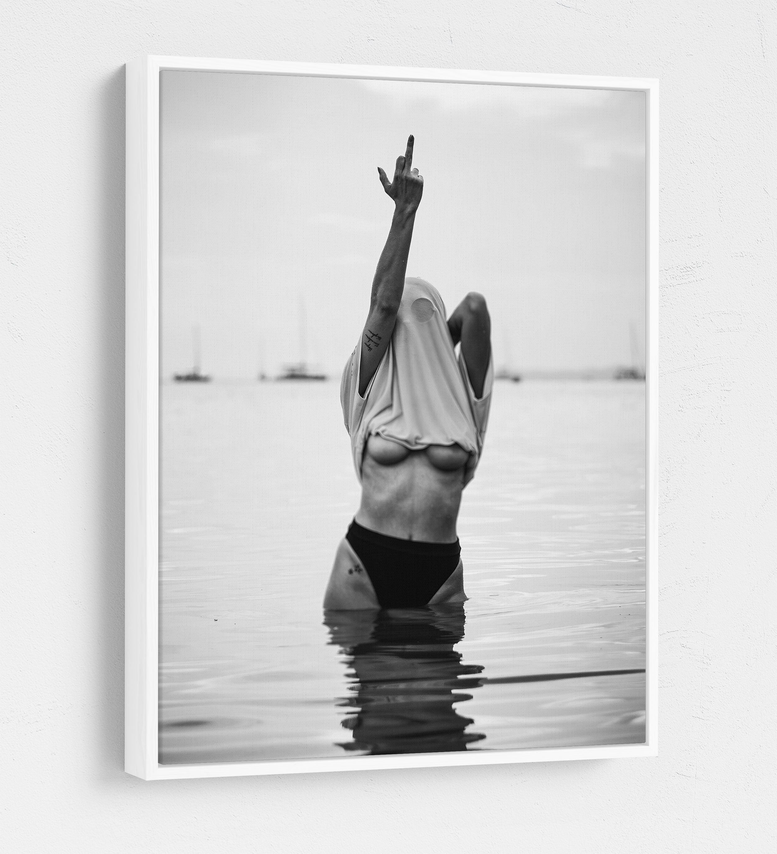 Feminist Attitude Canvas Wall Art – Black & White Fashion Print for Modern Decor