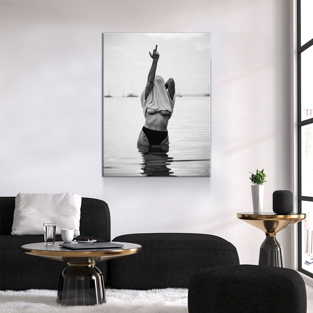 Feminist Attitude Canvas Wall Art – Black & White Fashion Print for Modern Decor