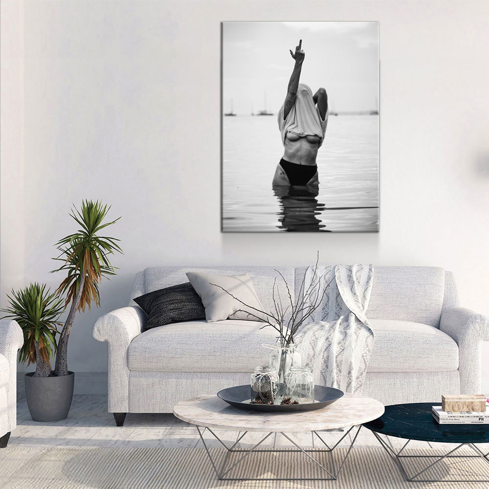 Feminist Attitude Canvas Wall Art – Black & White Fashion Print for Modern Decor