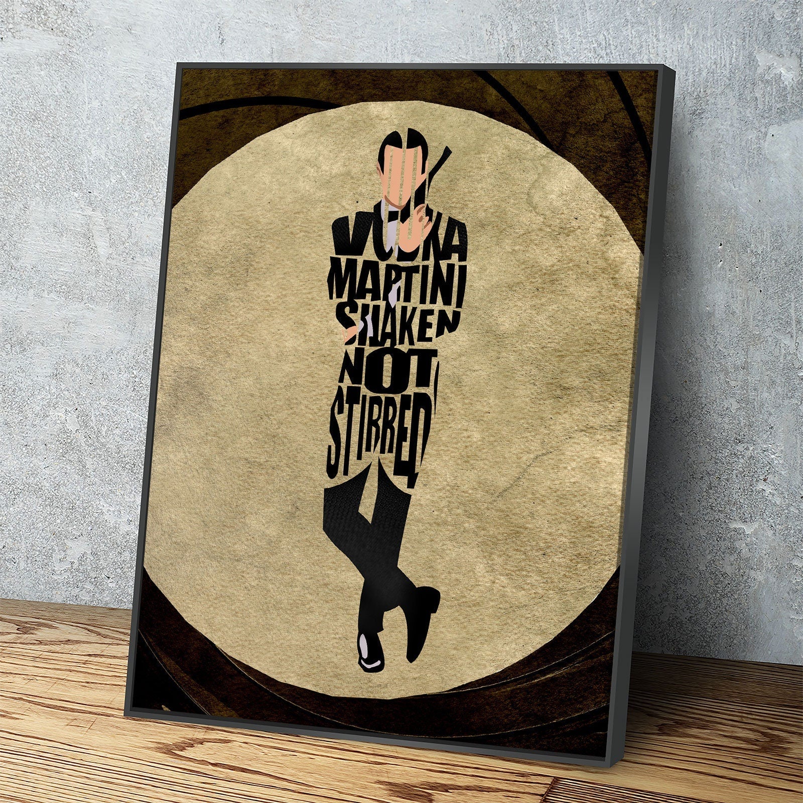Vodka Martini Shaken Not Stirred Quote Print, James Bond Wall Art Canvas, Vodka Martini, Gordon's, James Bond Drink Recipe