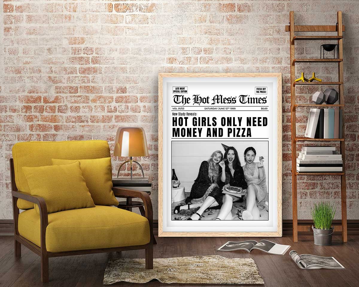 Every Hour Is Happy Hour Framed Fine Art Print, Feminist Attitude, Black & White Female Print