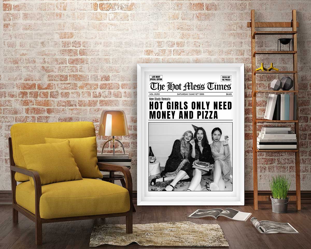 Every Hour Is Happy Hour Framed Fine Art Print, Feminist Attitude, Black & White Female Print