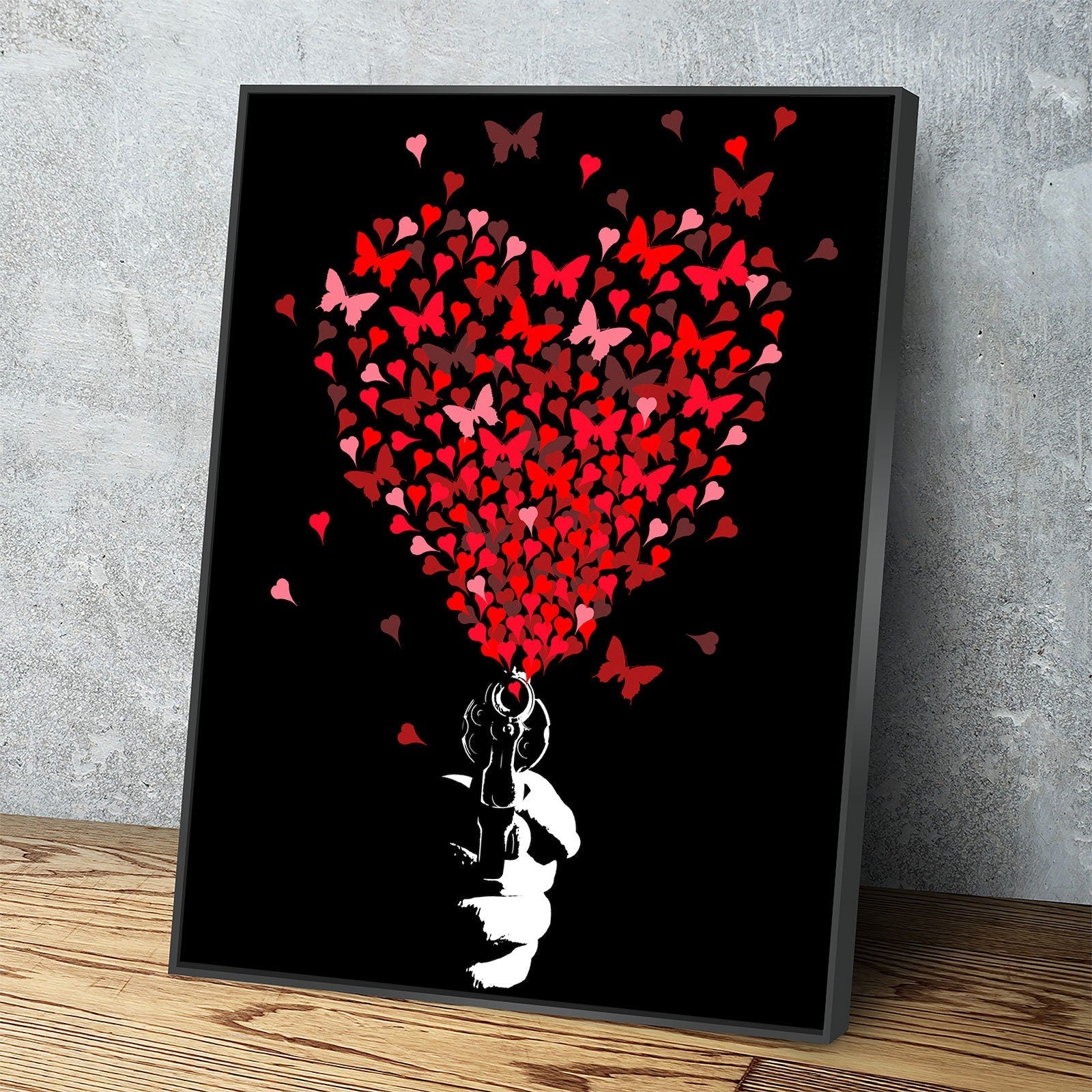 Love Gun Wall Art, Abstract Heart Print, Abstract Love Gun, Heart Love Gun Decor