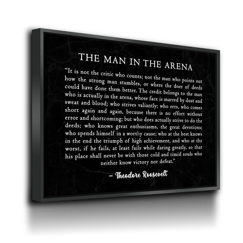 The Man in the Arena Canvas Wall Art – Theodore Roosevelt Inspirational Quote