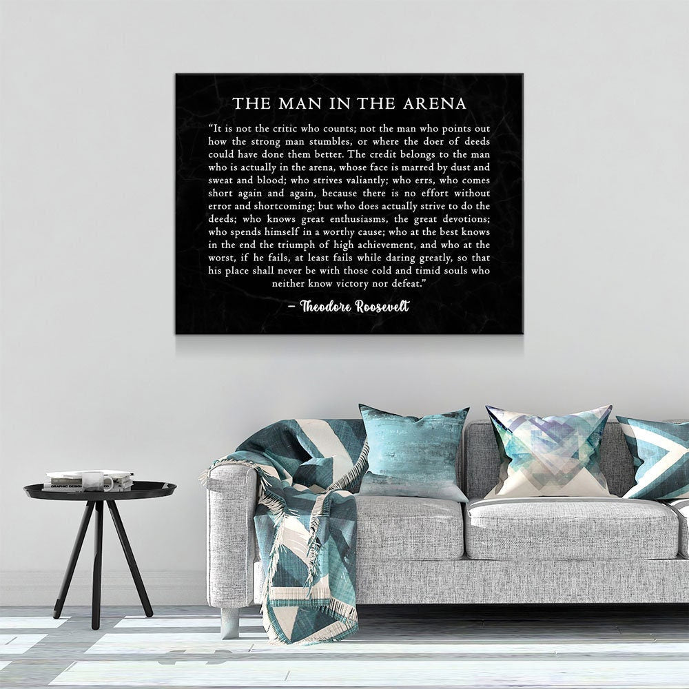 The Man in the Arena Canvas Wall Art – Theodore Roosevelt Inspirational Quote