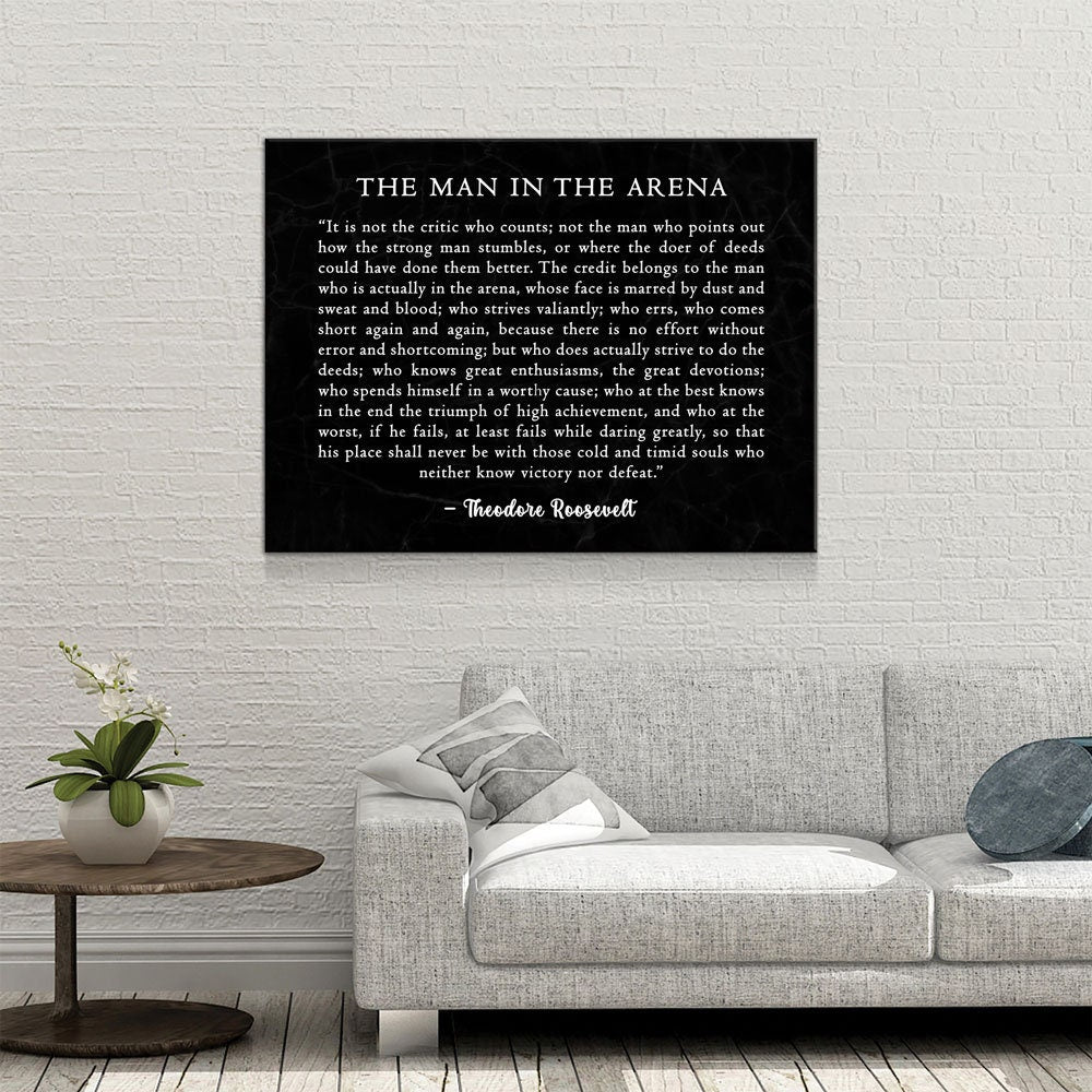 The Man in the Arena Canvas Wall Art – Theodore Roosevelt Inspirational Quote