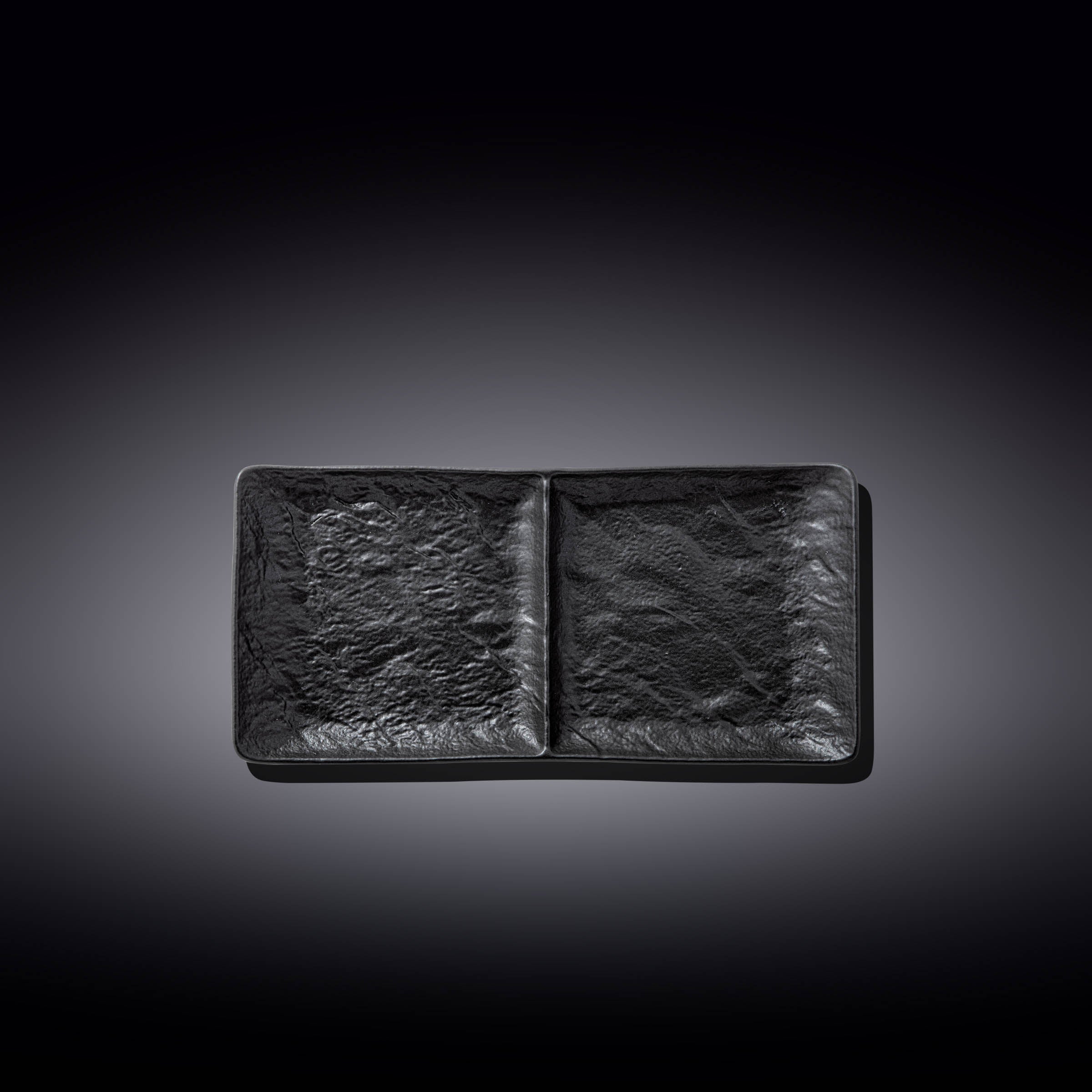Set Of 3 Black Porcelain Slate look Rectangular 2 Section Dish 10.5" inch X 5" inch