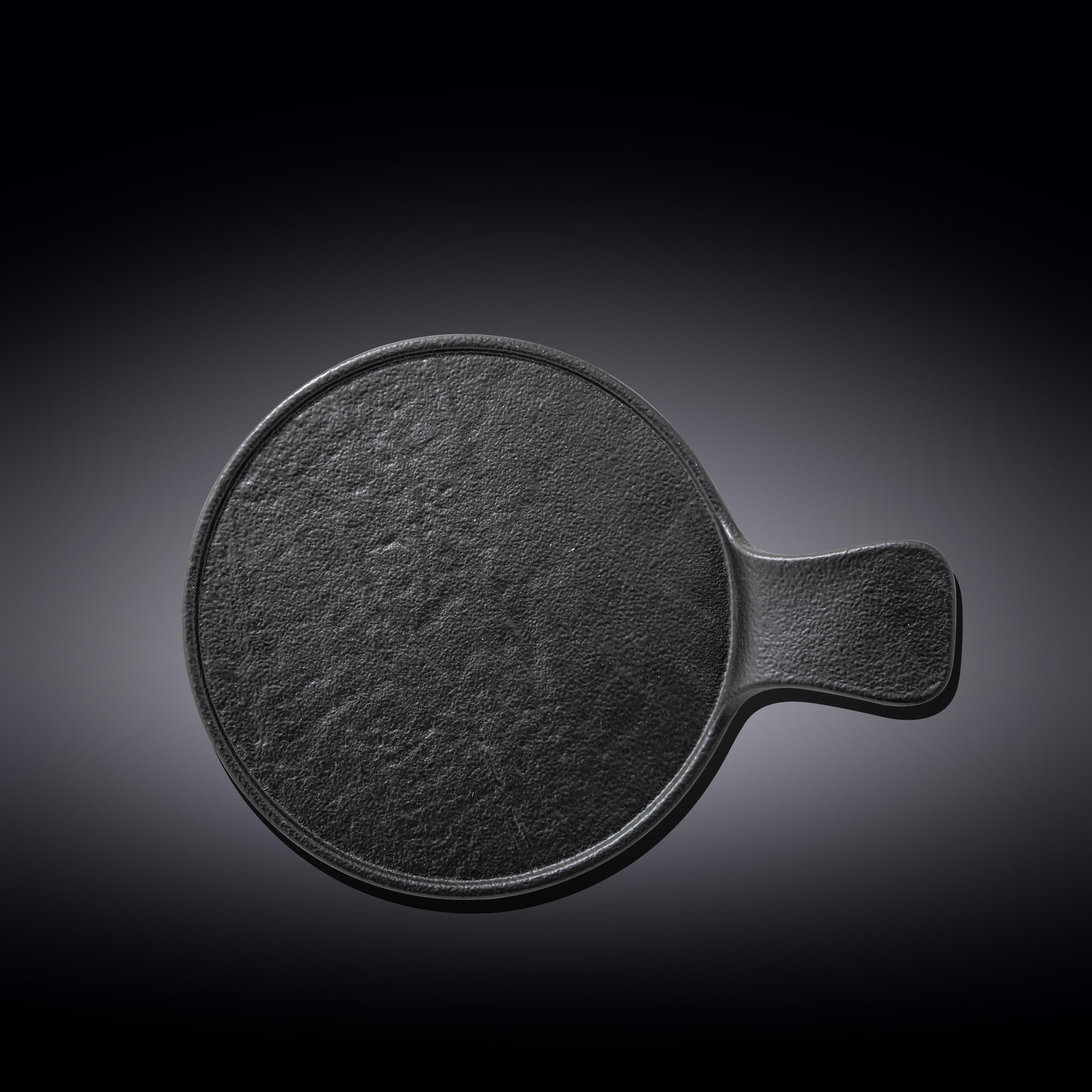 Set Of 3 Black Porcelain Slate look Round Serving Dish With Handle 12" inch X 8.5" inch |
