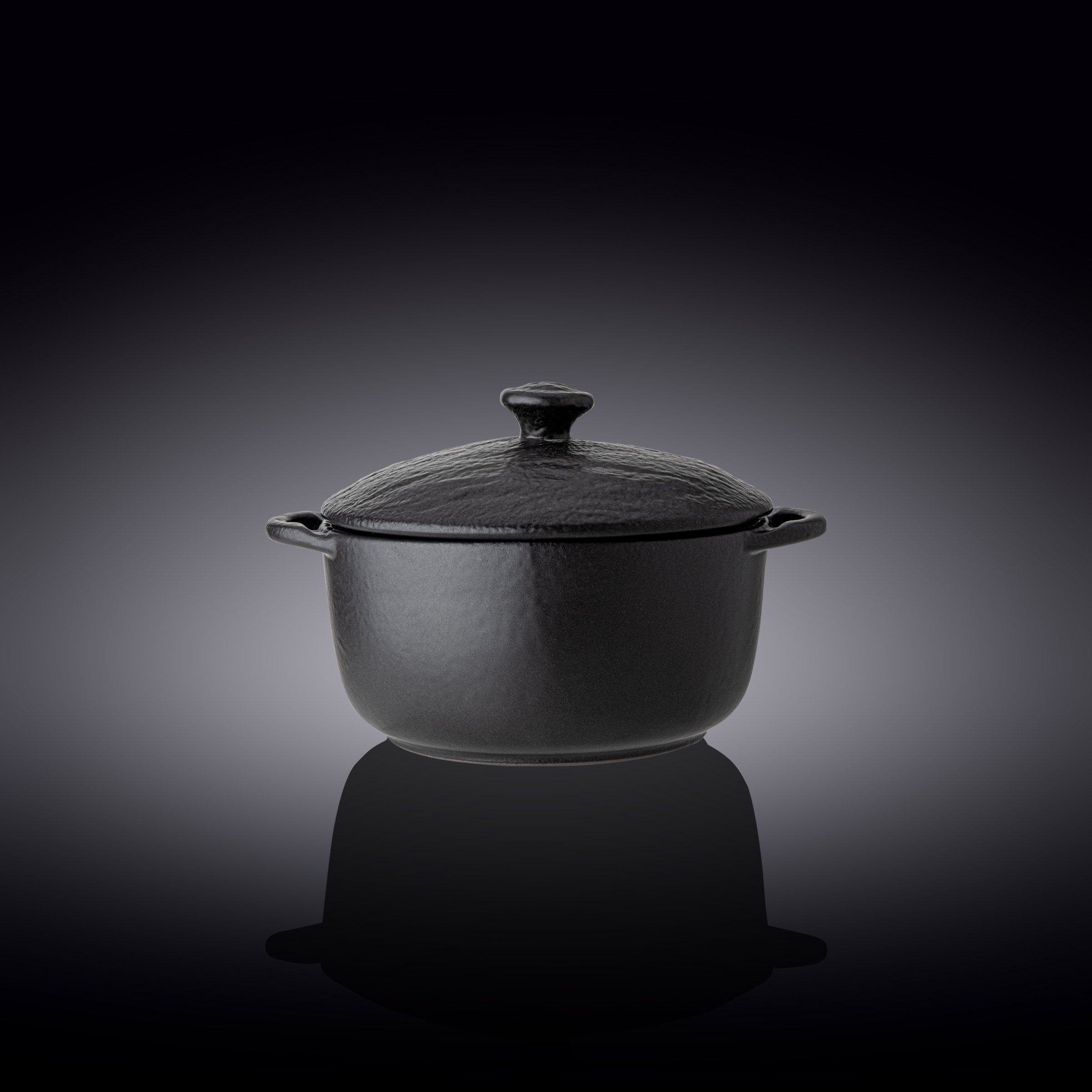 Black Porcelain Slate look Pot With Lid 7" inch X 4.25" inch | 20 Fl Oz
