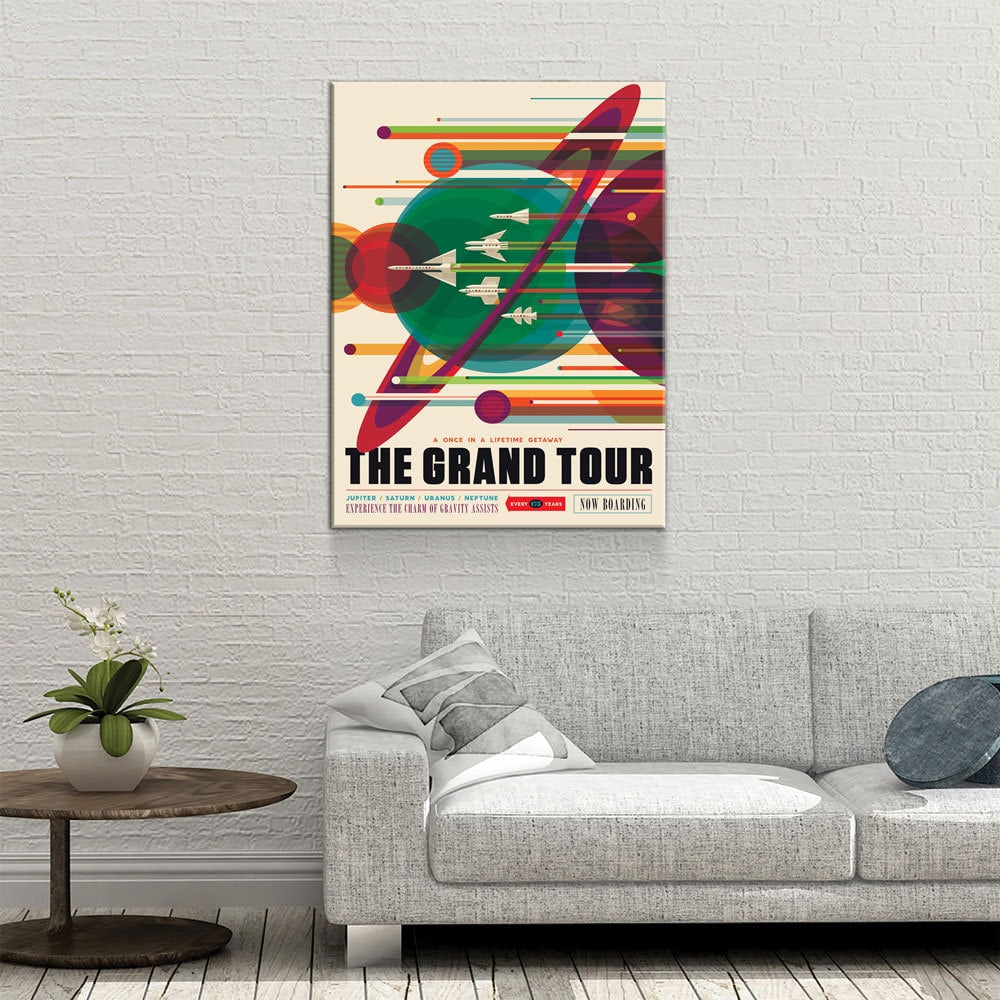 The Grand Tour Space Travel Canvas Wall Art, Design By JPL/Nasa, Space Tourism Art, Space Exploration, Futuristic Art, JPL Travel Print