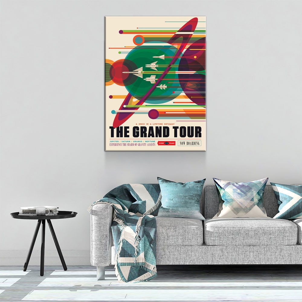 The Grand Tour Space Travel Canvas Wall Art, Design By JPL/Nasa, Space Tourism Art, Space Exploration, Futuristic Art, JPL Travel Print