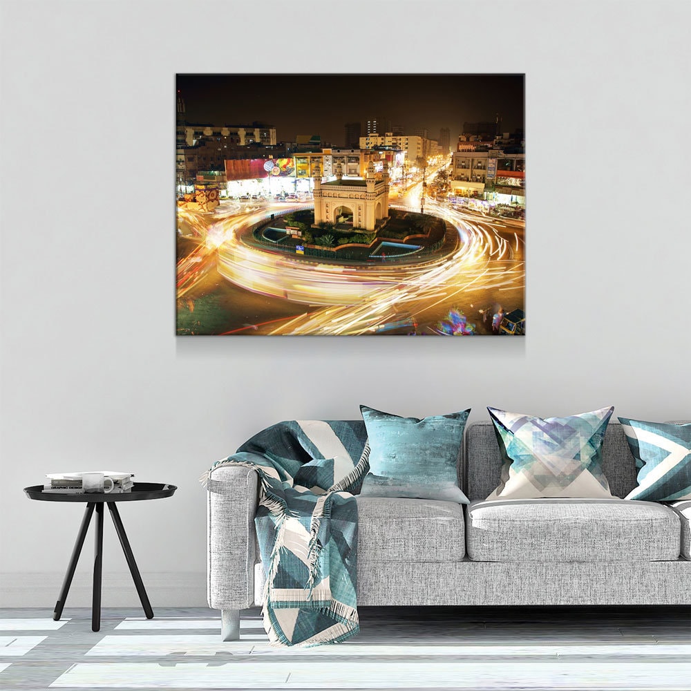 Bahadurabad Chowrangi Canvas Wall Art, Karachi Wall Art, Karachi Pakistan Decor, Landmark Of Karachi, Pakistan Decor, Karachi Night Life