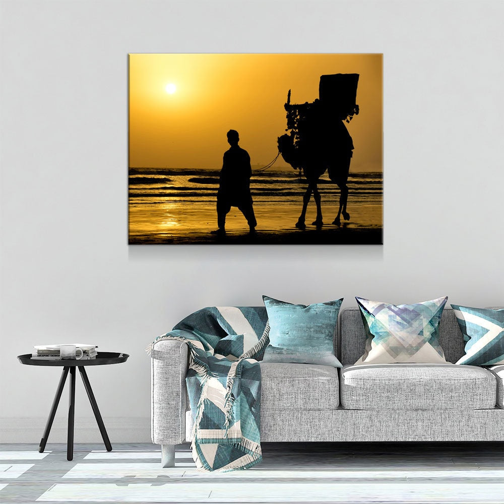 The Famous Camel Ride Canvas Wall Art, Karachi Wall Art, Karachi Pakistan Decor, Sea View, Karachi Beach, Karachi Sunset, Pakistan Decor