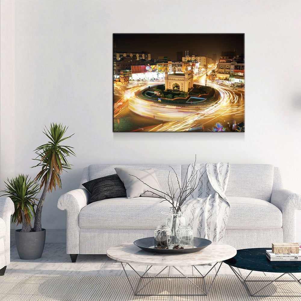Bahadurabad Chowrangi Canvas Wall Art, Karachi Wall Art, Karachi Pakistan Decor, Landmark Of Karachi, Pakistan Decor, Karachi Night Life