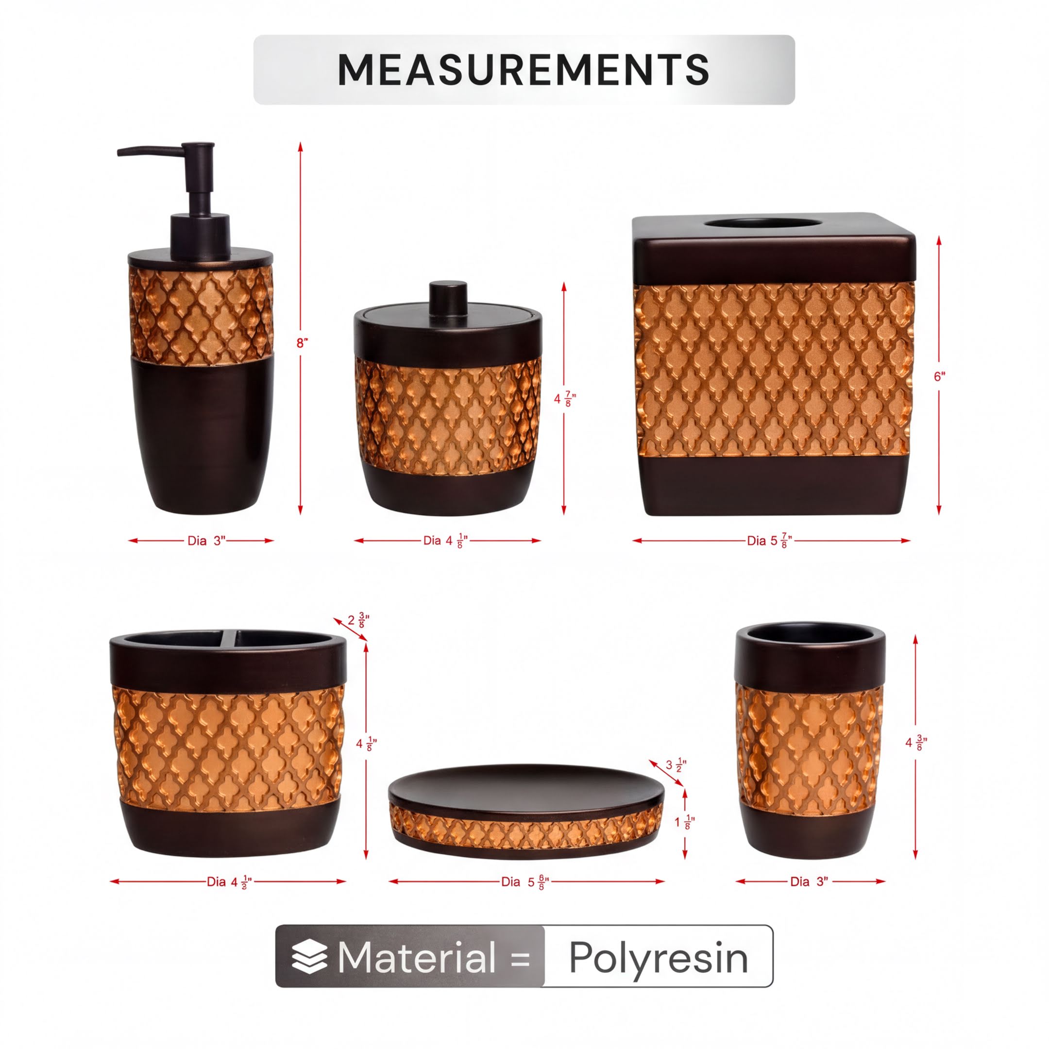 Bathroom Accessory Set – Elegant Wally Collection | Modern Polyresin Décor Kit