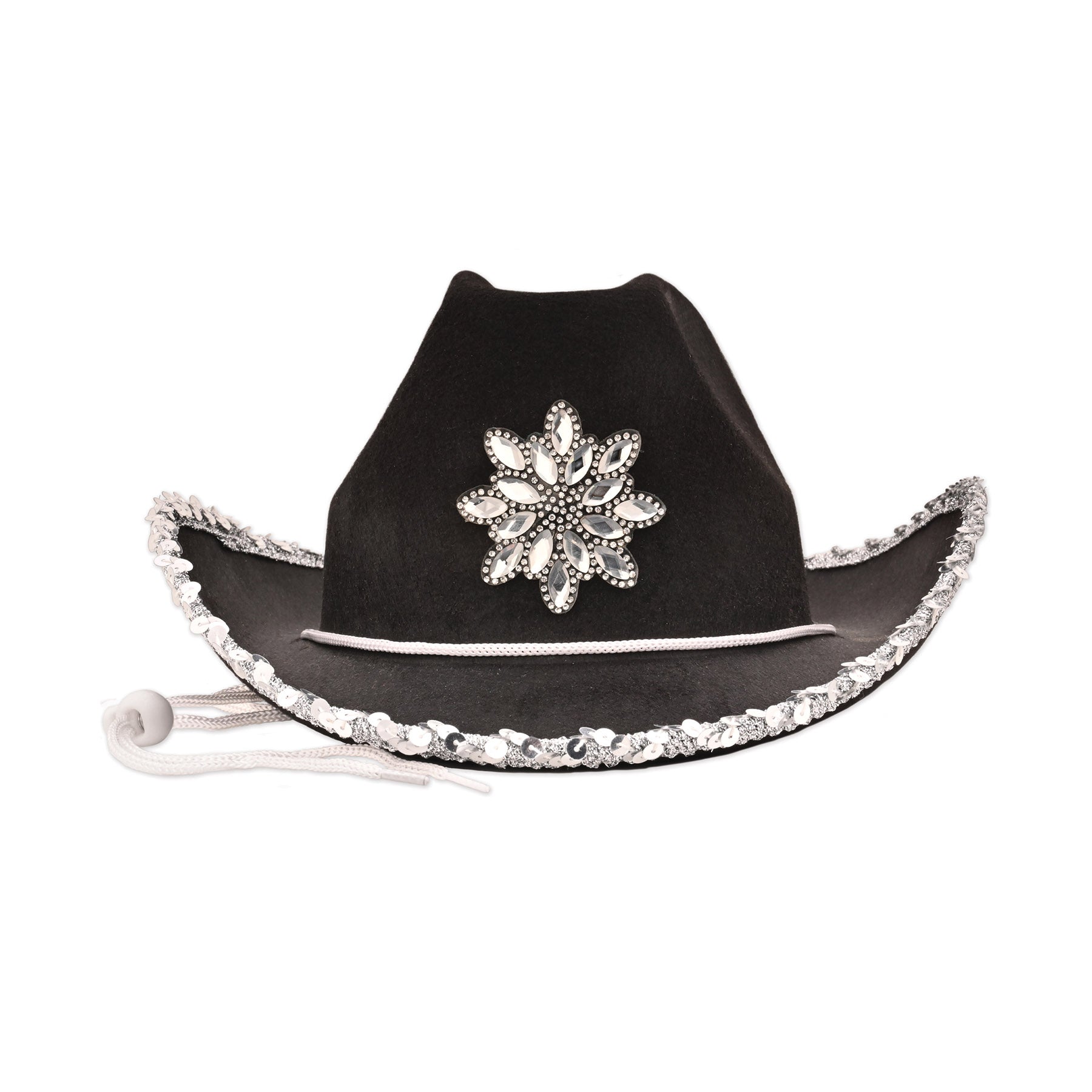 Black Felt Cowgirl Hat W Gemstones
