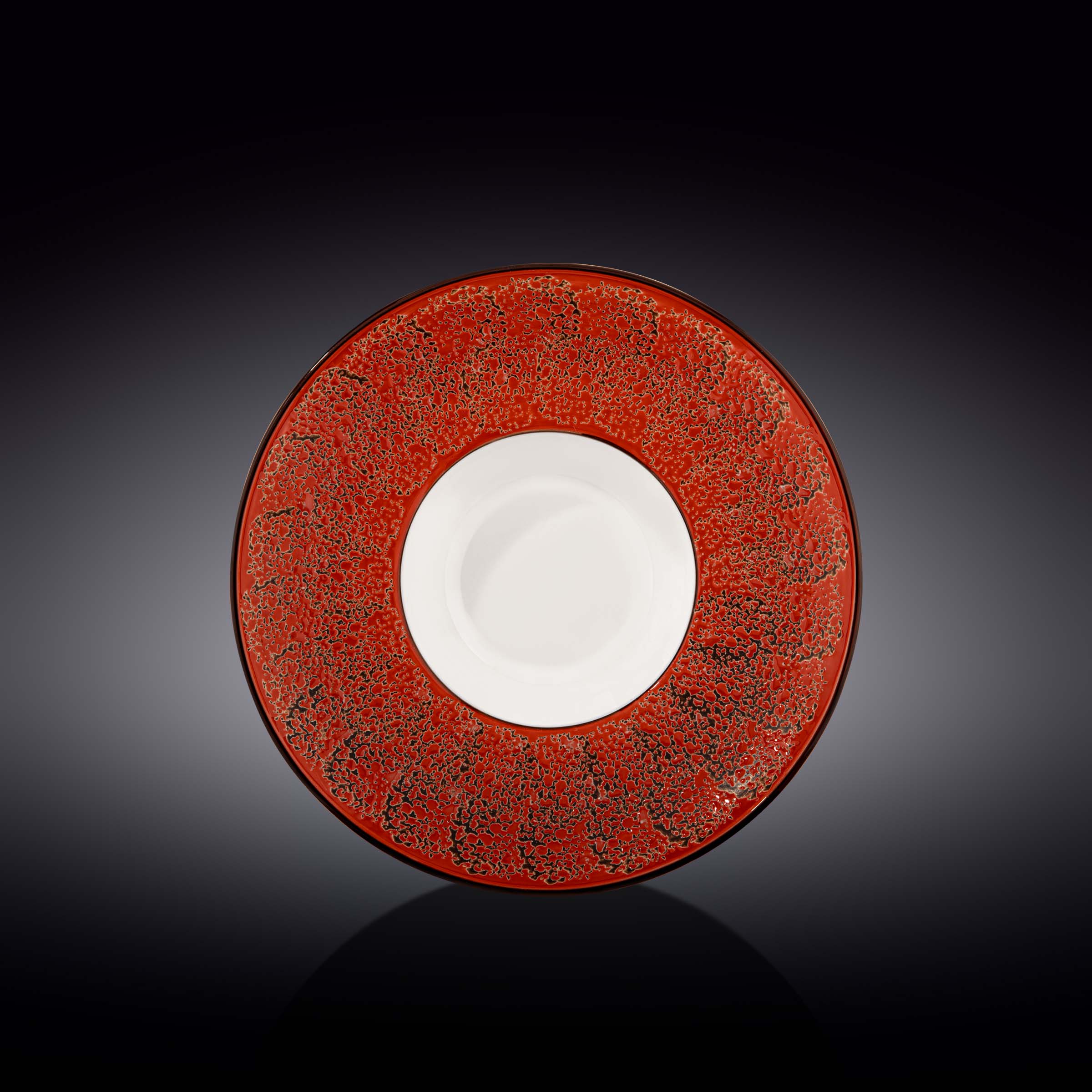 Set Of 3 Red Porcelain Deep Soup or Salad Plate 9.5" inch | 7 Fl Oz |