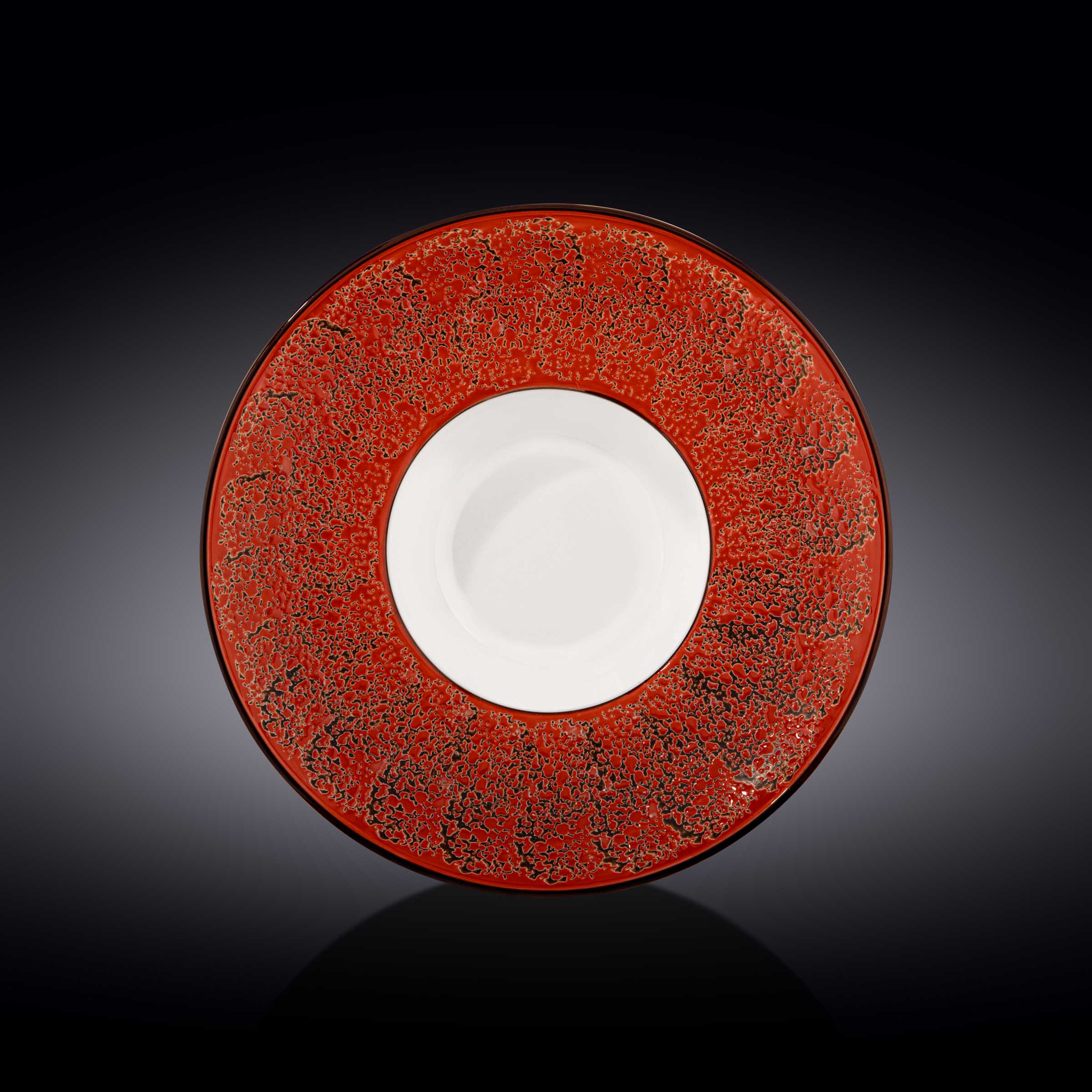 Set Of 2 Red Porcelain Deep Soup or Salad Plate 10.5" inch | 8 Fl Oz |