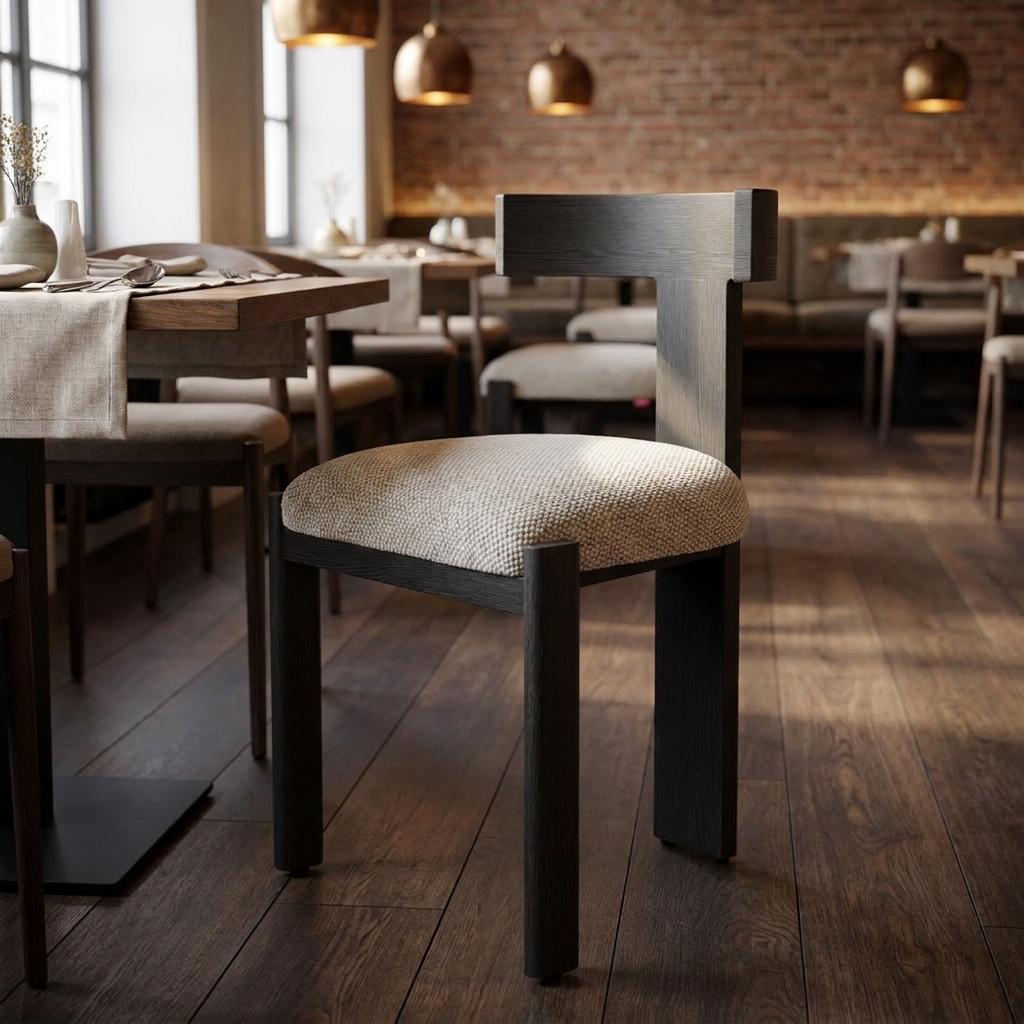 Beige And Black Olefin And Aluminum Open Back Dining Side Chair