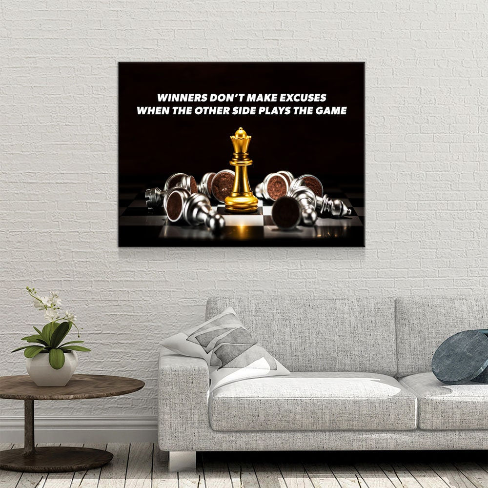 Winners Don't Make Excuses When The Other Side Plays The Game Canvas Wall Art, Office Decor, Motivational Art, Motivational Wall Decor