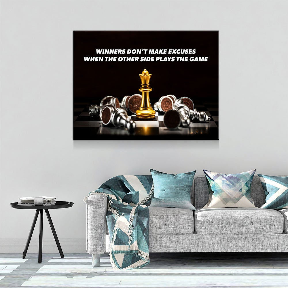Winners Don't Make Excuses When The Other Side Plays The Game Canvas Wall Art, Office Decor, Motivational Art, Motivational Wall Decor