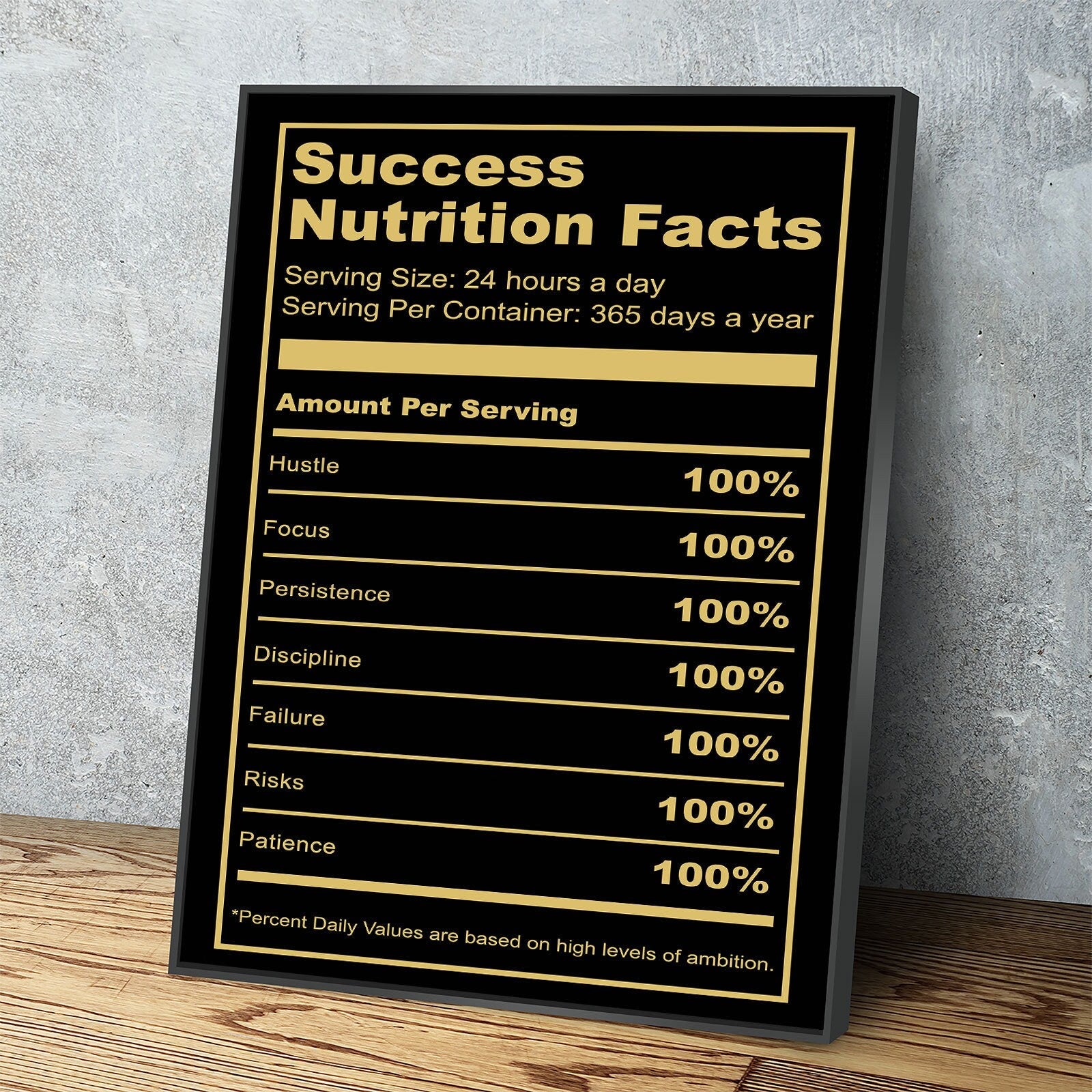Success Nutrition Facts, Success Canvas Wall Art, Motivational Decor, Office Decor, Motivational Quotes, Success Quotes