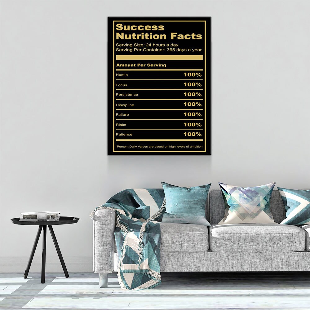 Success Nutrition Facts, Success Canvas Wall Art, Motivational Decor, Office Decor, Motivational Quotes, Success Quotes