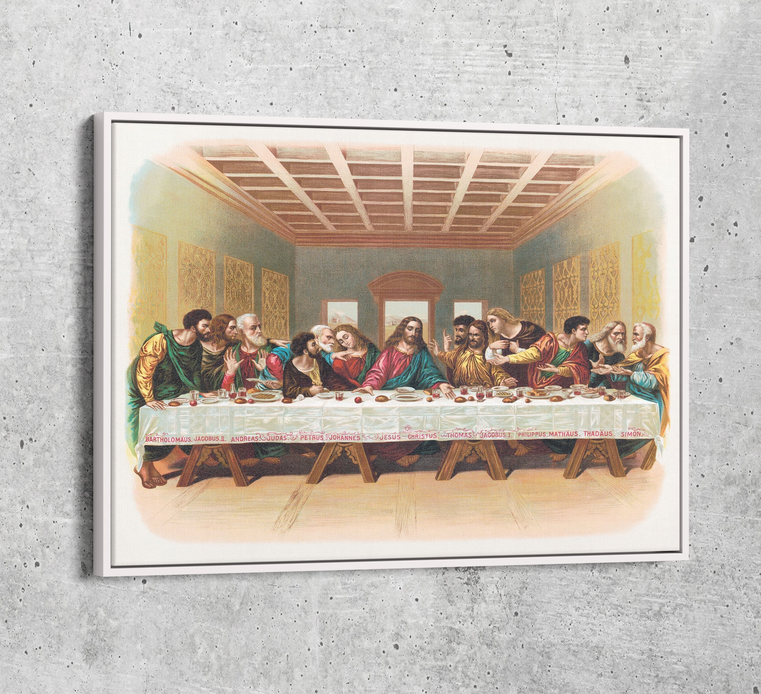 The Last Supper Canvas Wall Art, 1898 Vintage Religious Print, Leonardo da Vinci Last Supper, Jesus With The Twelve Apostles Print