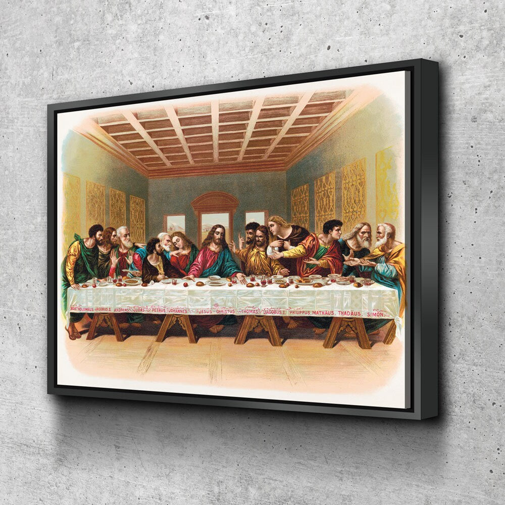 The Last Supper Canvas Wall Art, 1898 Vintage Religious Print, Leonardo da Vinci Last Supper, Jesus With The Twelve Apostles Print