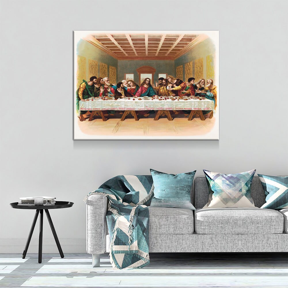 The Last Supper Canvas Wall Art, 1898 Vintage Religious Print, Leonardo da Vinci Last Supper, Jesus With The Twelve Apostles Print