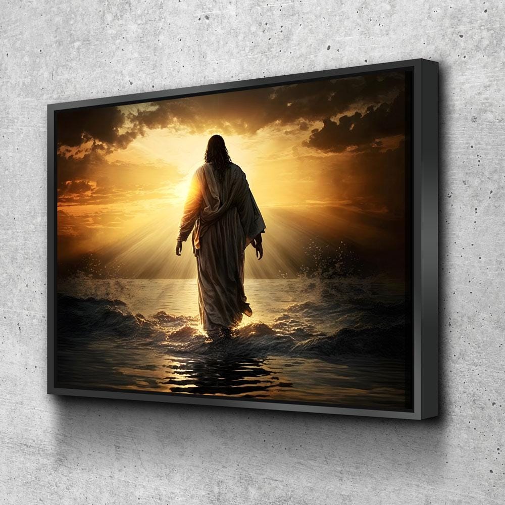 Jesus Walking On Water Canvas Wall Art, Religious Decor, Jesus Art, Religious Wall Art, Jesus Wall Art, Jesus Walking on Water Print